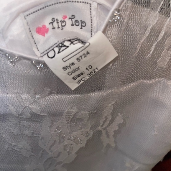 TipTop Girls White Formal Dress Tulle skirt Sz 10 wedding flowergirl homecoming - Picture 5 of 8